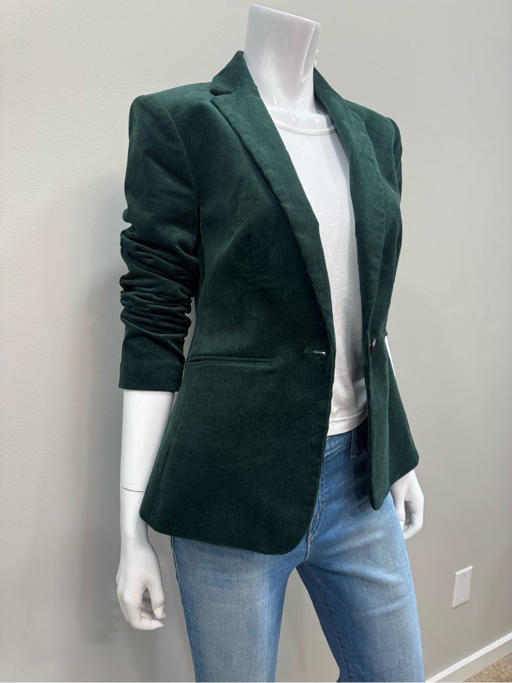 ANN TAYLOR Hutton Forest Green Corduroy Blazer Jacket Womens Size 0 $189